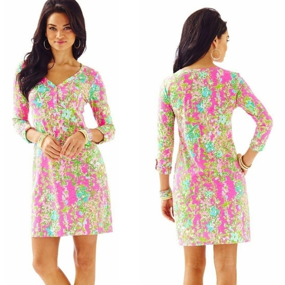 Lilly Pulutzer palmetto long sleeve Henley dress - Picture 1 of 7